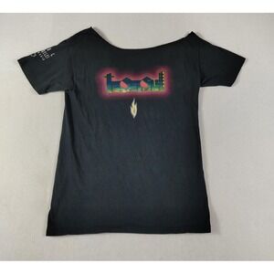 Vintage Tool Shirt Womens Small Black Y2K Boat Neck Cutout Graphic Band Tee